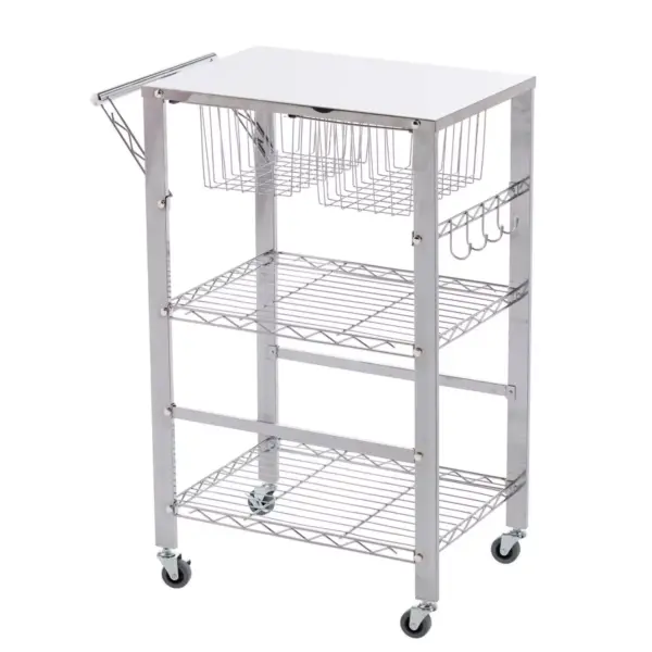 Tanfin Metal Serving Cart Chrome - Aiden Lane