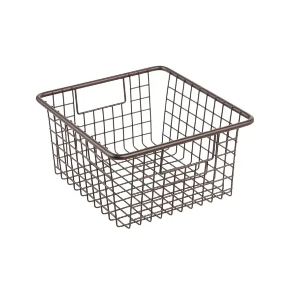 mDesign Metal Wire Home Office Storage Organizer Basket, Medium, 4 Pack - Bronze