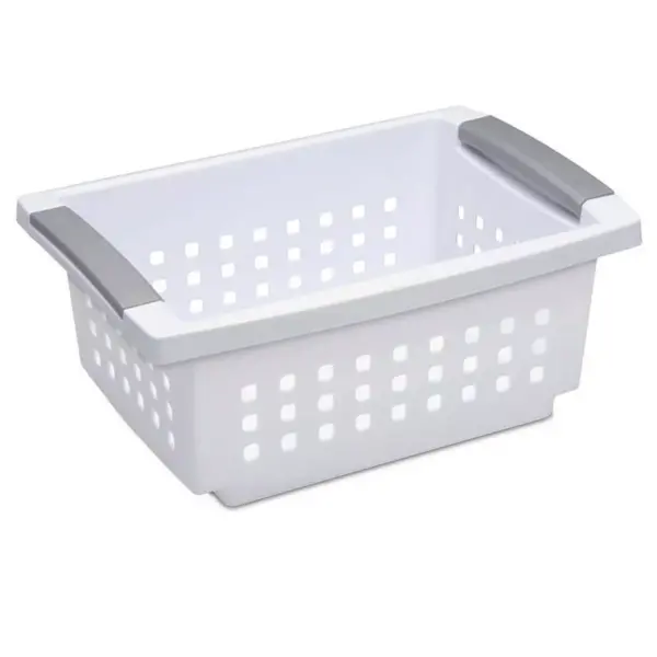 Sterilite Small White Stacking Basket with Titanium Accents (18 Pack) 16608006