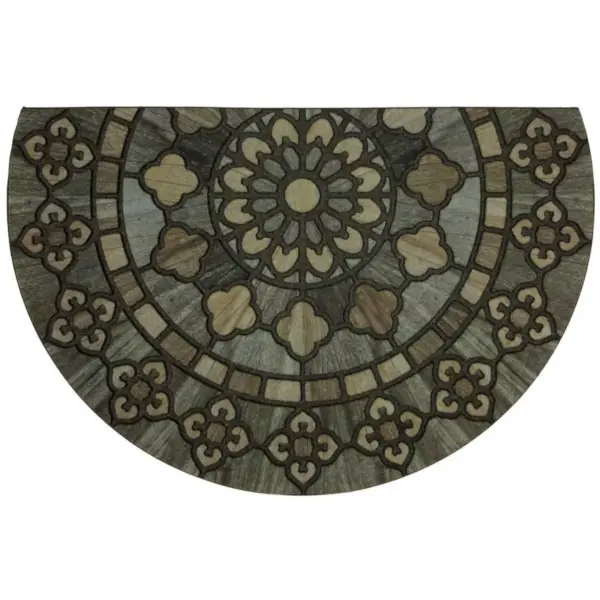 1'9"X2'9" Floral Half-circle Doormats Black - Mohawk