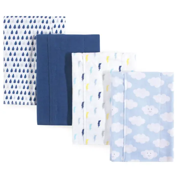 Luvable Friends Baby Boy Cotton Flannel Burp Cloths 4pk, Boy Clouds, One Size