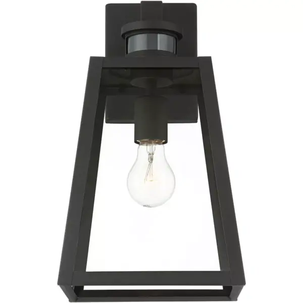 John Timberland Modern Industrial Outdoor Wall Light Fixture Black 14 3/4" Clear Glass Dusk to Dawn Motion Sensor for Porch Patio