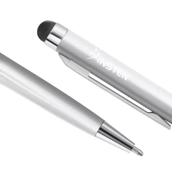 Insten Stylus Pens for Touch Screen Silver 2in1 Capacitive with Ball Point Pen For iPhone 11 Pro Max XS X 7 8 6s 6 Plus iPad Air Pro Mini