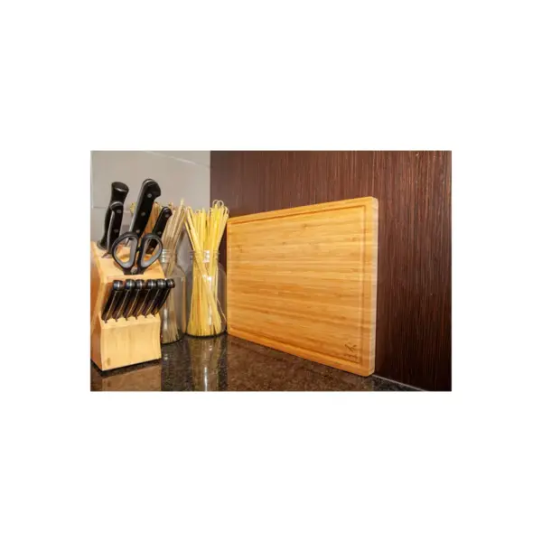 Pemberly Row Bamboo Large Chopping Board with Juice Groove in Natural