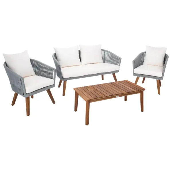 Velso 4pc Living Set - Gray/Beige/Natural - Safavieh