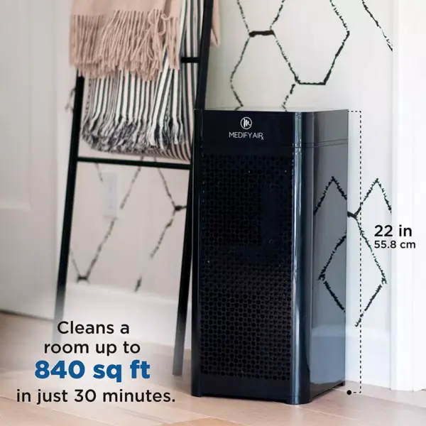 Medify Air MA-40-B1 Medical Grade Tower Whole Room Air Cleaner Purifier Machine w/ H13 True HEPA Filter, 4 Speeds, Ionizer, 840 Sq Ft Coverage, Black