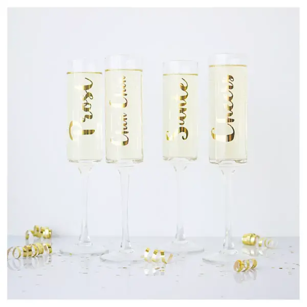 Contemporary Gold Cheers Champagne Flutes Drinkware Set