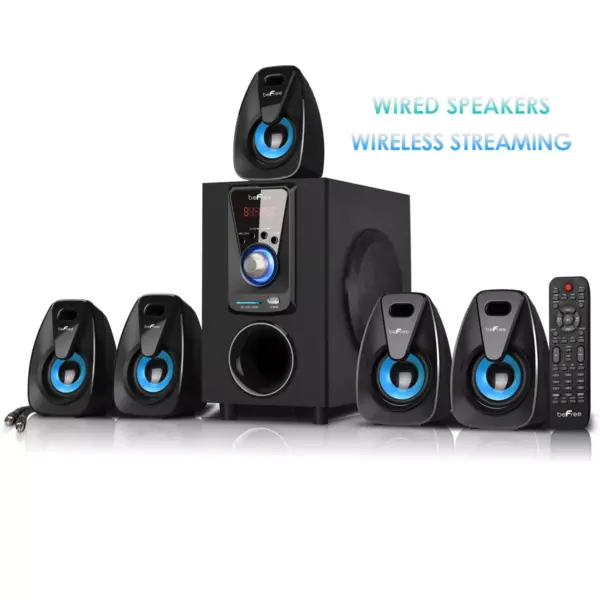 beFree Sound 5.1 Channel Bluetooth Surround Sound Speaker System in Blue