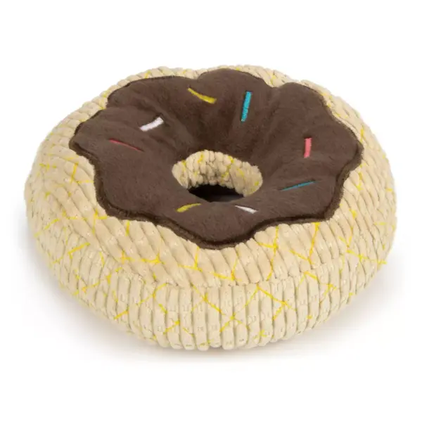 TrustyPup Chocolate Donut Durable Plush Dog - Brown - L