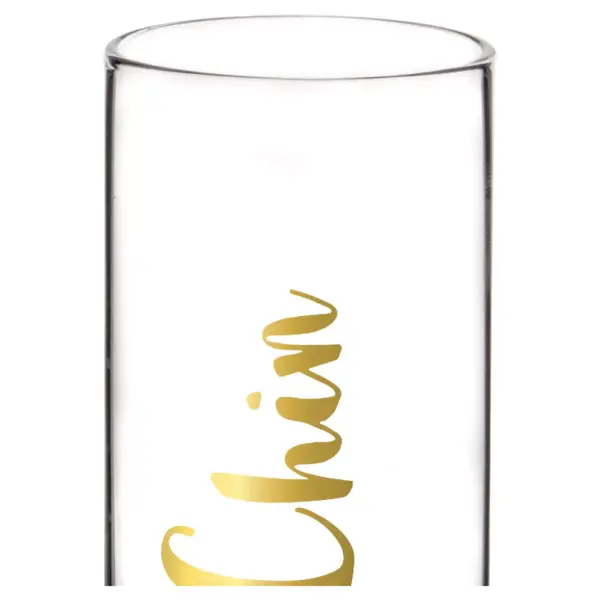 Contemporary Gold Cheers Champagne Flutes Drinkware Set