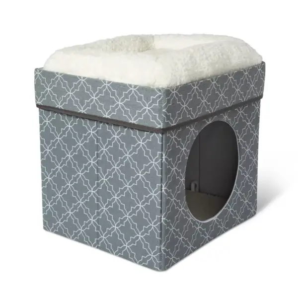 Stackable Cube Cat Condo - Gray Patterned - Boots & Barkley™