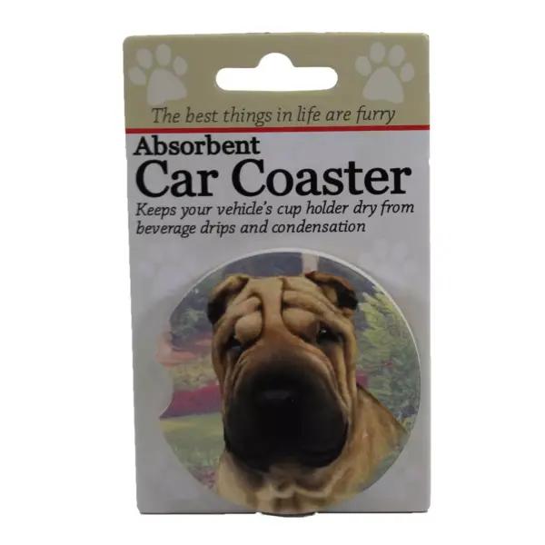 Car Coaster 2.5" Sharpei Car Coaster Absorbent E & S Pet  -  Coasters