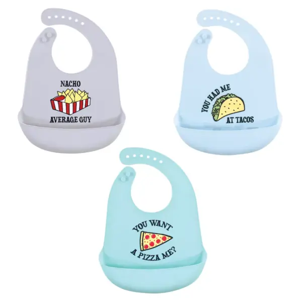 Hudson Baby Infant Boy Silicone Bibs 3pk, Fast Food, One Size