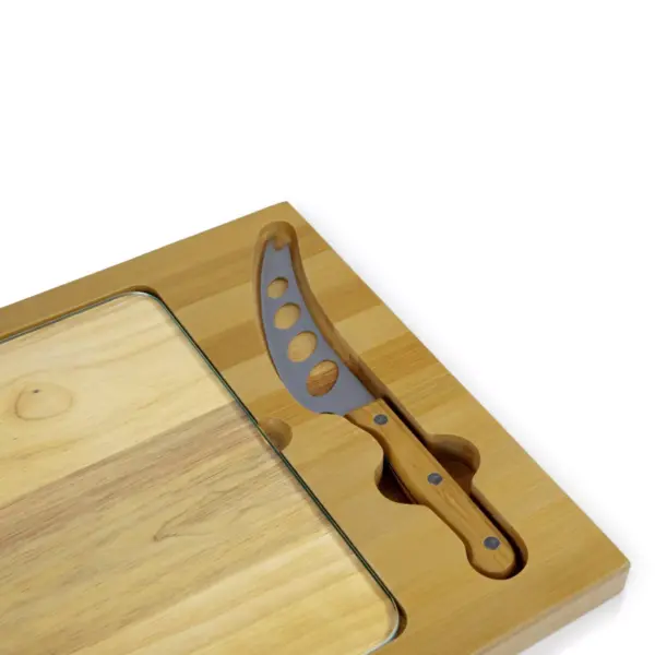 Rubberwood and Bamboo Iron Cheese Cutting Board - Picnic Time