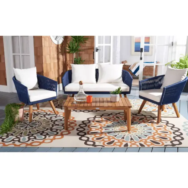 Velso 4pc Living Set - Navy/Beige - Safavieh