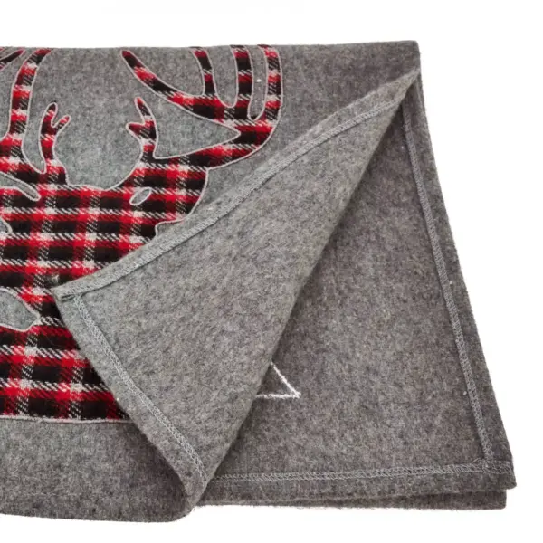 16" X 72" Plaid Reindeer Runner Gray - SARO Lifestyle