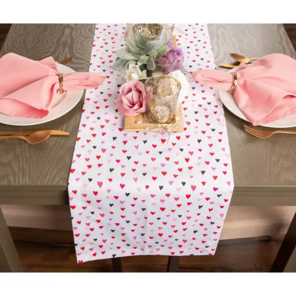 72"x14" Confetti Hearts Print Table Runner Pink - Design Imports