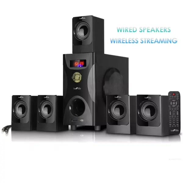 beFree Sound 5.1 Channel Surround Sound Bluetooth Speaker System in Black