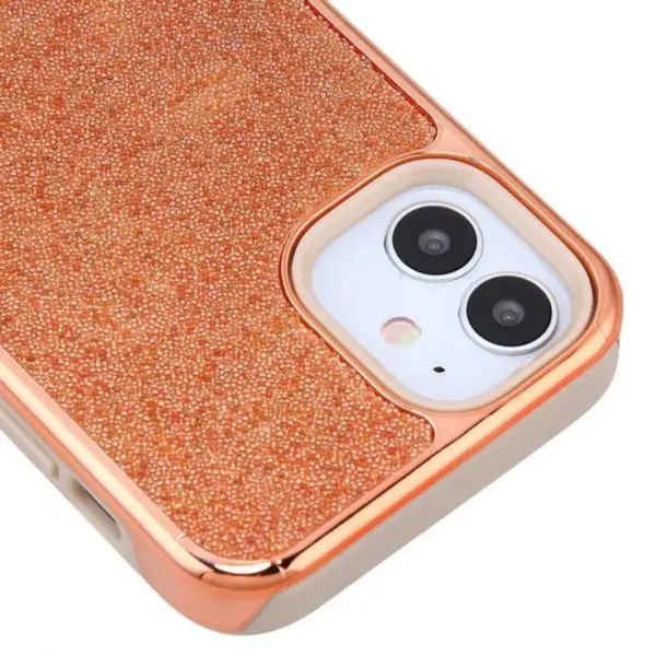 Asmyna Encrusted Rhinestones Hybrid Hard Electroplated TPU Case For Apple iPhone 12 Mini (5.4") - Rose Gold