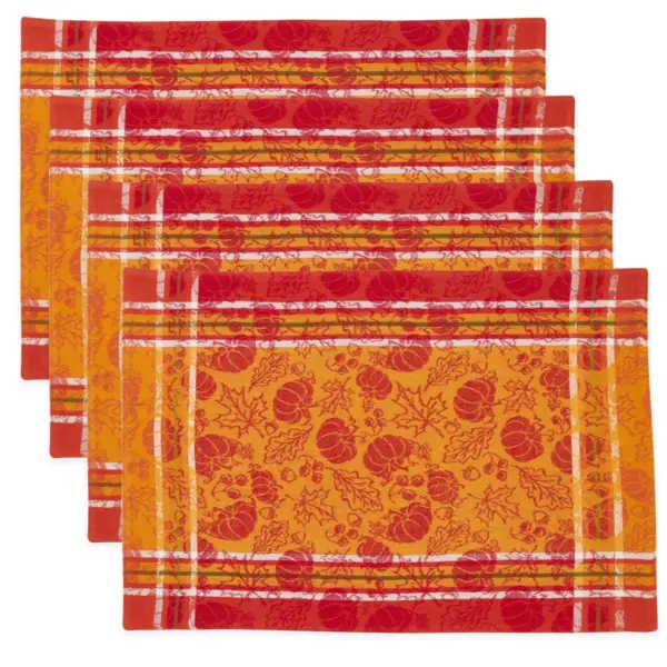 Saro Lifestyle Cotton Placemats With Pumpkin and Leaf Jacquard Design (set of 4 pcs)