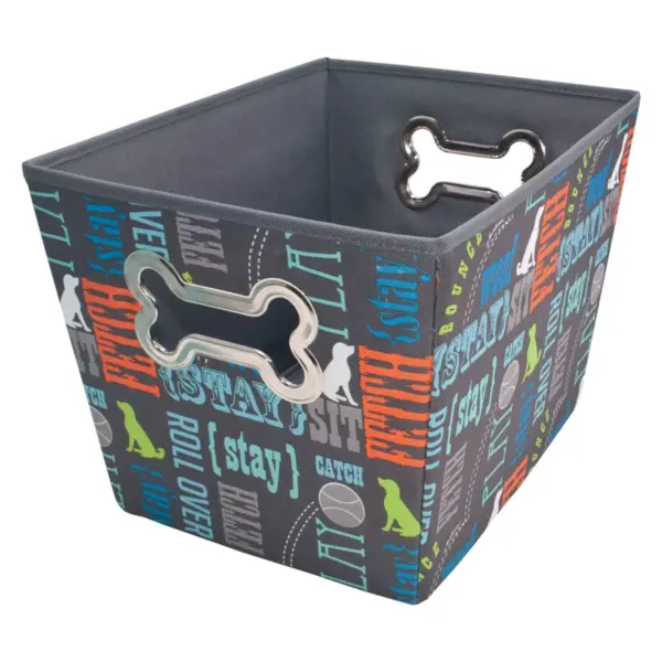 Paw Prints Bone Design Fabric Toy Bin Pet Apparel Storage