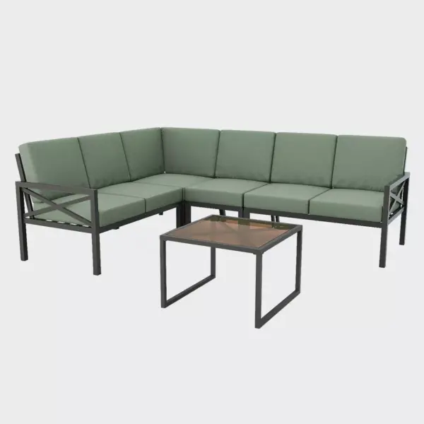 Blakely 5pc Outdoor Sectional with Sunbrella - Sage - Leisure Made