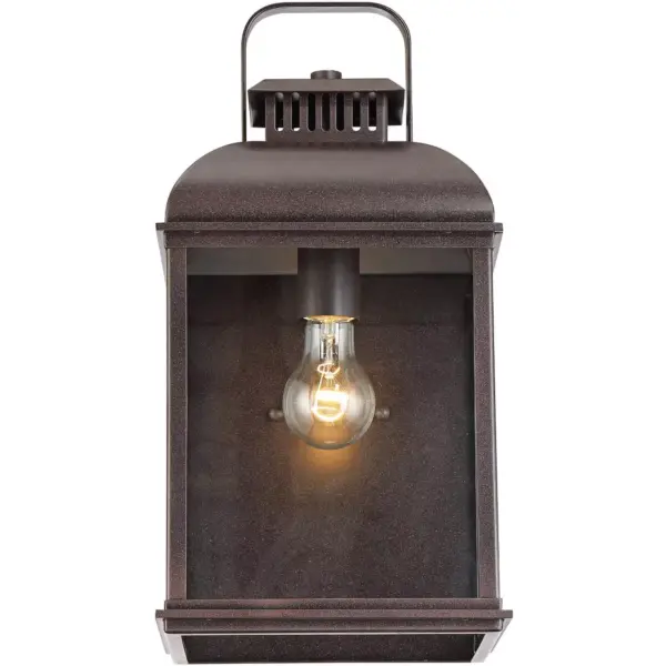 John Timberland Rustic Outdoor Wall Light Fixture Rust 13" Clear Glass Lantern for Exterior House Porch Patio Deck