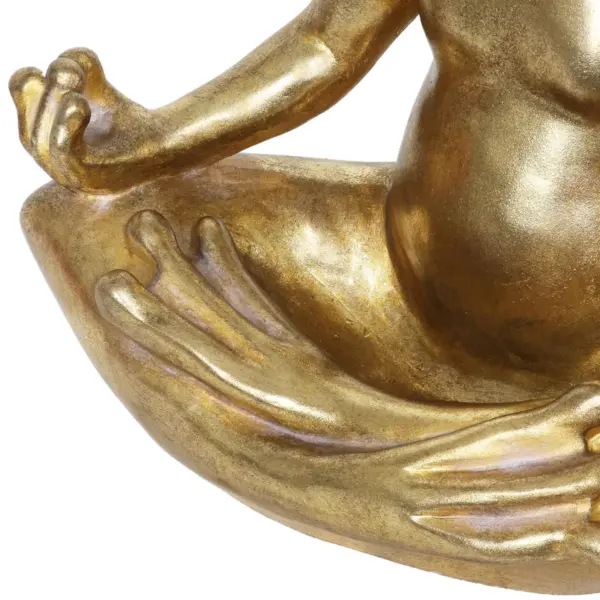 14.17" Resin Yoga Frog Statue Gold - Exhart