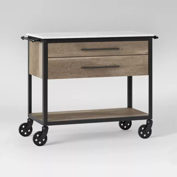 Derry Stone Top Mixed Material Kitchen Island Brown - Threshold™