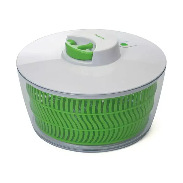 Prep Solutions Versatile 4 Quart Self Retracting Pull Cord Home Salad Spinner with Removable Bowl and Basket, Green