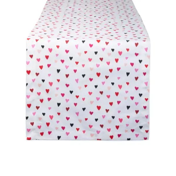 72"x14" Confetti Hearts Print Table Runner Pink - Design Imports