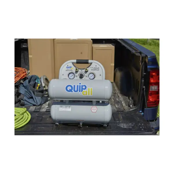 Quipall 4-1-SILTWN-AL Ultra Quiet 1 HP 4.6 Gallon Oil-Free Twin Stack Air Compressor