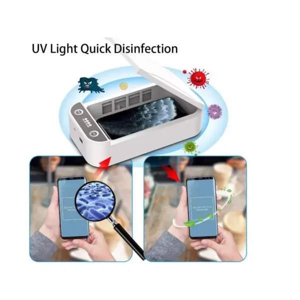 UVC Sterilizer Cell Phone Cleaner, Portable Smart Phone Cleaner Cleaning Device for All Cellphone Toothbrush Salon Tool