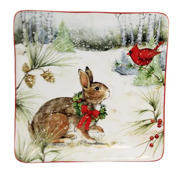 Tabletop 8.5" Winter Forest Dessert Plates Christmas Set/4 Certified International  -  Serving Platters