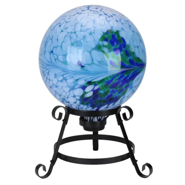 Northlight 9.25" Black Scroll Designed Garden Gazing Ball Outdoor Patio Stand