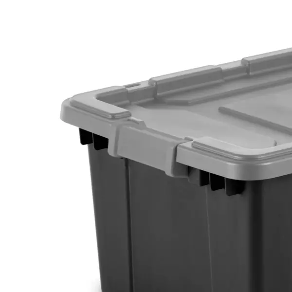 Sterilite 15gal Industrial Tote Black With Gray Lid and Latches