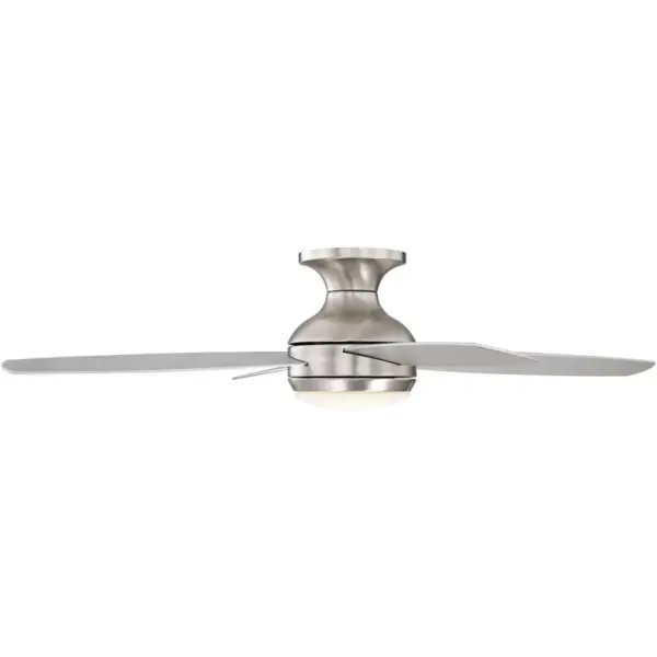 52" Casa Vieja Modern Hugger Ceiling Fan with Light LED Dimmable Remote Control Flush Mount Brushed Nickel for Living Room Bedroom