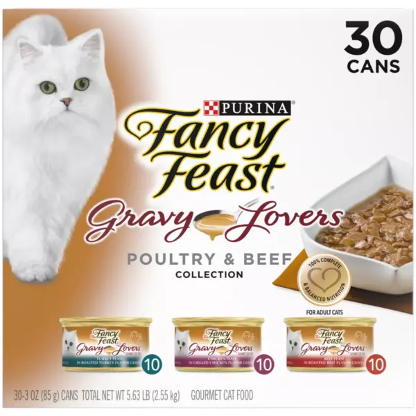 Purina Fancy Feast Gravy Lovers Poultry & Beef Collection Gourmet Wet Cat Food - 3oz/30ct Variety Pack