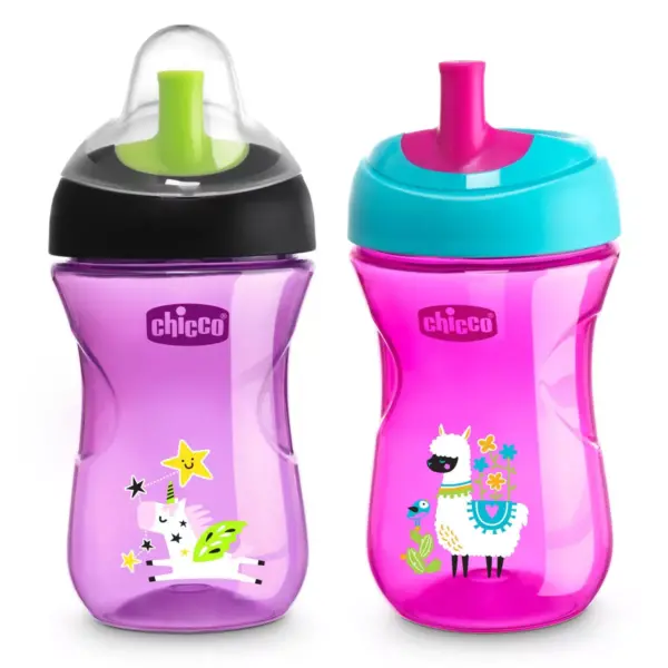 Chicco 2pk Sport Spout Trainer Cup 9+ Months - Pink/Purple - 9oz