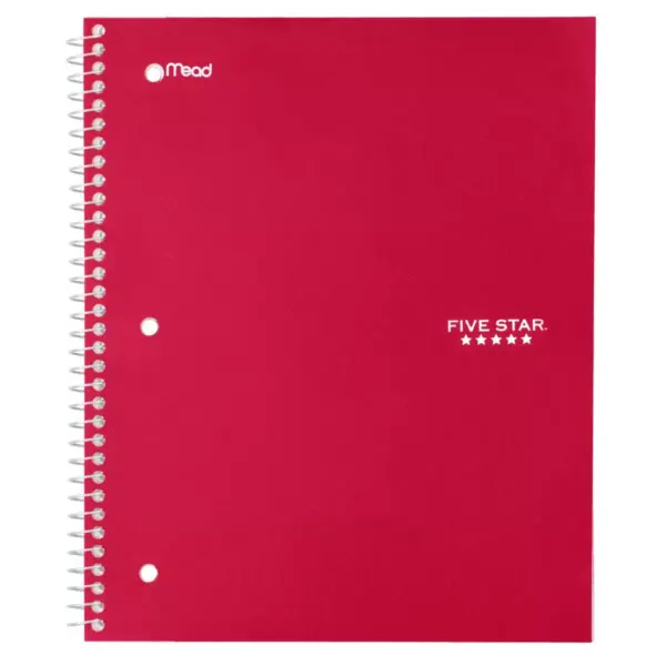 Five Star 1 Subject Wide Ruled Solid Spiral Notebook (Color Will Vary)