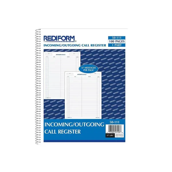 Rediform Wirebound Call Register 8 1/2 x 11 3 700 Forms/Book 50111