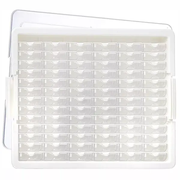 Elizabeth Ward Bead Storage Solutions 82 Piece Stackable Organizer Tray with Lid, 78 Compartments for Seed Beads, Crystals, and Craft Supplies Clear