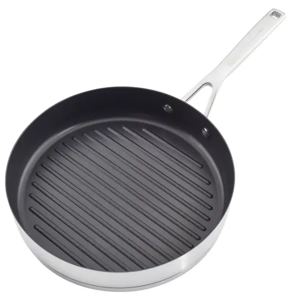 KitchenAid 3-Ply Base Stainless Steel 10.25" Nonstick Round Grill Pan