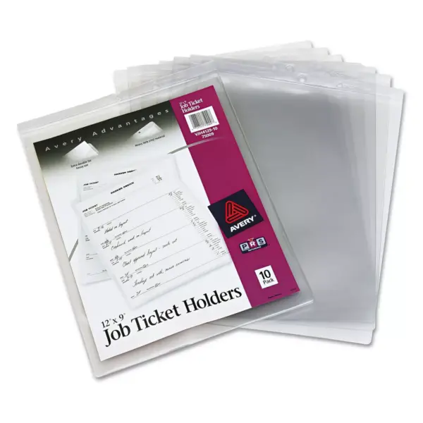 Avery Job Ticket Holders Heavy Gauge Vinyl 9 x 12 Clear 10/Pack 75009