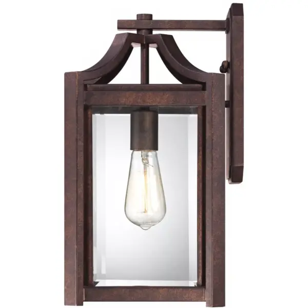 Franklin Iron Works Rustic Farmhouse Outdoor Wall Light Fixture Bronze 16 1/4" Clear Beveled Glass for Exterior House Porch Patio