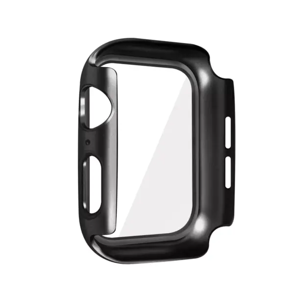 Metal Hard Case Compatible with Apple Watch 40mm Series 6 5 4 SE, Built in 9H Tempered Glass Screen Protector Full Protective Cover, Black by Insten