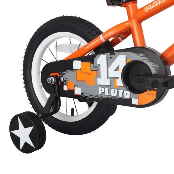 Joystar Pluto 14 Inch Kids Toddler Bike Bicycle with Training Wheels, Rubber Tires, and Coaster Brake, Ages 3 to 5, Orange