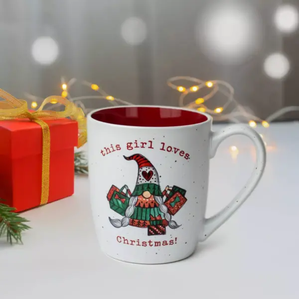 16oz Ceramic Mirror Charm Mug and Socks Gift Set - Peppermint & Pine