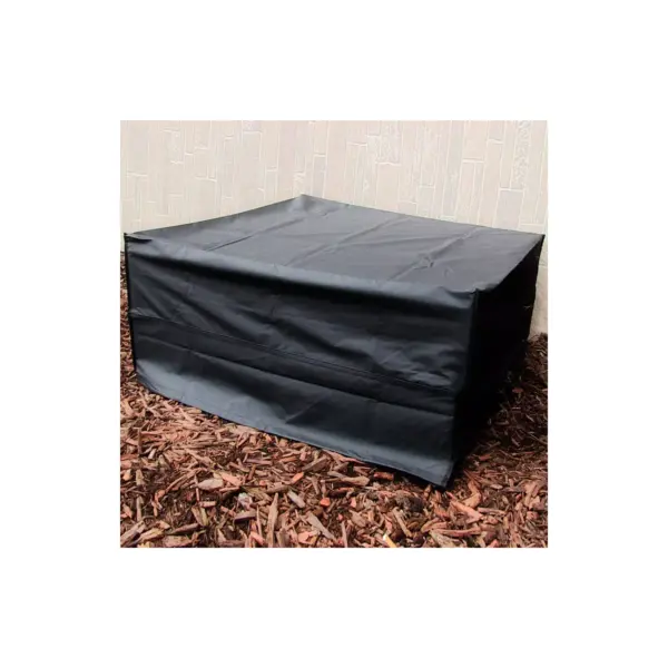 Sunnydaze Outdoor Weather-Resistant PVC and Polyester Square Fire Pit Bowl Cover with Drawstring and Toggle Closure - 48" - Black