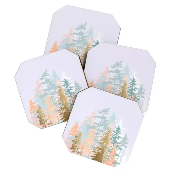 Iveta Abolina Blush Forest Set of 4 Coasters - Deny Designs